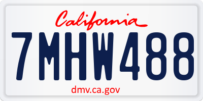 CA license plate 7MHW488