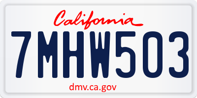 CA license plate 7MHW503