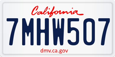 CA license plate 7MHW507