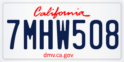 CA license plate 7MHW508