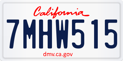 CA license plate 7MHW515