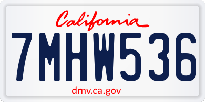 CA license plate 7MHW536