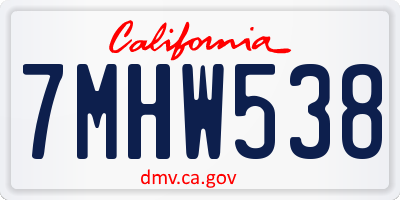 CA license plate 7MHW538