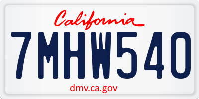 CA license plate 7MHW540