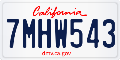 CA license plate 7MHW543
