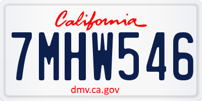 CA license plate 7MHW546