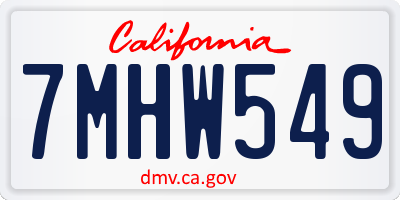 CA license plate 7MHW549
