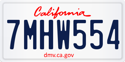 CA license plate 7MHW554