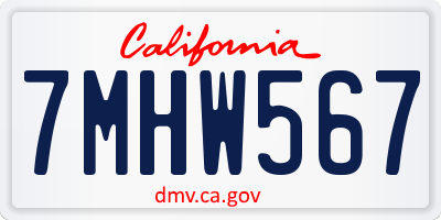 CA license plate 7MHW567