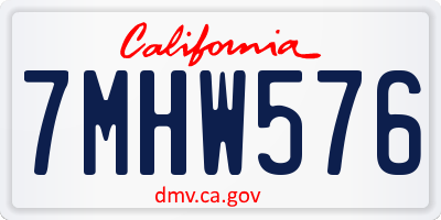 CA license plate 7MHW576