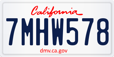 CA license plate 7MHW578