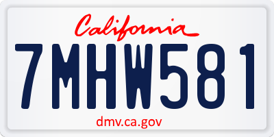 CA license plate 7MHW581