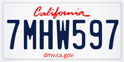 CA license plate 7MHW597