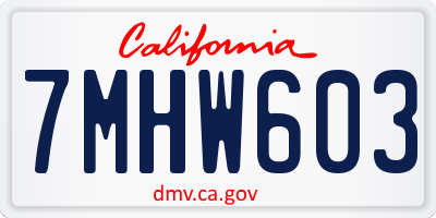 CA license plate 7MHW603