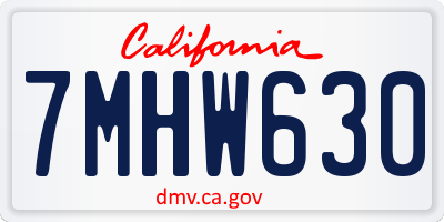 CA license plate 7MHW630