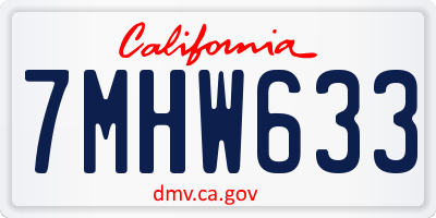 CA license plate 7MHW633