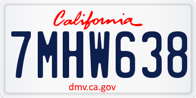 CA license plate 7MHW638