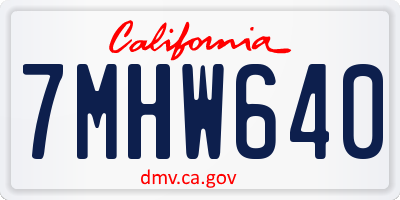 CA license plate 7MHW640