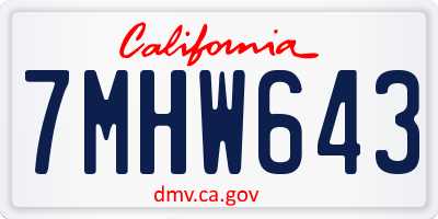 CA license plate 7MHW643