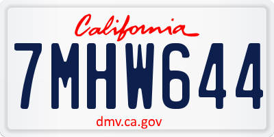 CA license plate 7MHW644