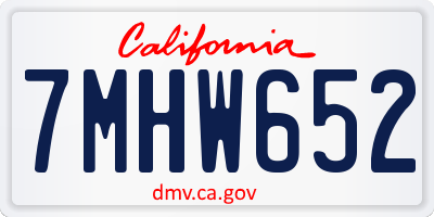 CA license plate 7MHW652