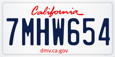 CA license plate 7MHW654