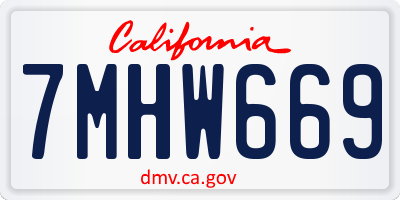 CA license plate 7MHW669