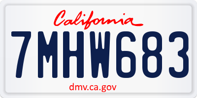 CA license plate 7MHW683
