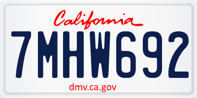 CA license plate 7MHW692