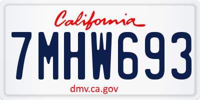 CA license plate 7MHW693