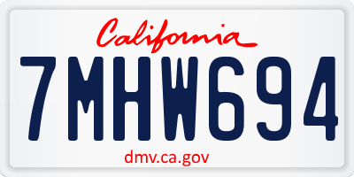CA license plate 7MHW694