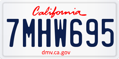 CA license plate 7MHW695