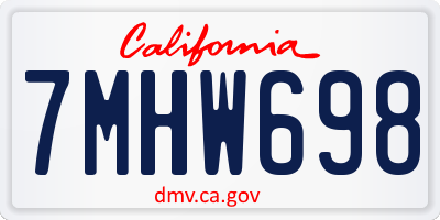 CA license plate 7MHW698