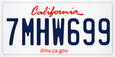CA license plate 7MHW699