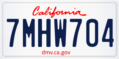 CA license plate 7MHW704