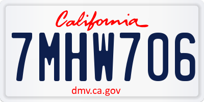 CA license plate 7MHW706