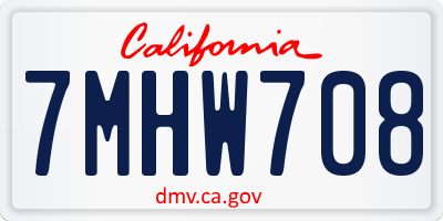 CA license plate 7MHW708