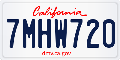 CA license plate 7MHW720