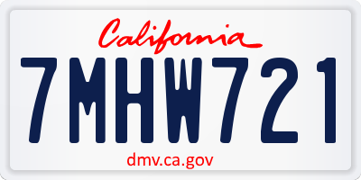 CA license plate 7MHW721