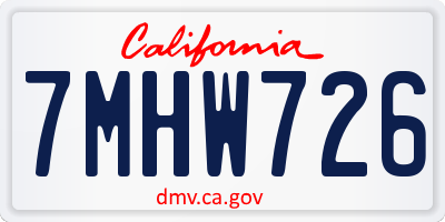 CA license plate 7MHW726