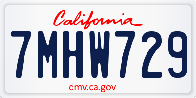CA license plate 7MHW729