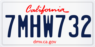 CA license plate 7MHW732