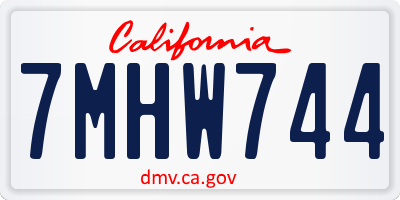 CA license plate 7MHW744