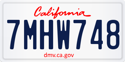 CA license plate 7MHW748
