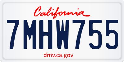CA license plate 7MHW755