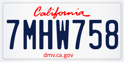 CA license plate 7MHW758