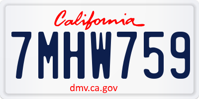 CA license plate 7MHW759