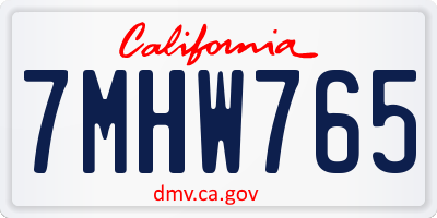 CA license plate 7MHW765