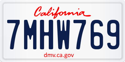 CA license plate 7MHW769