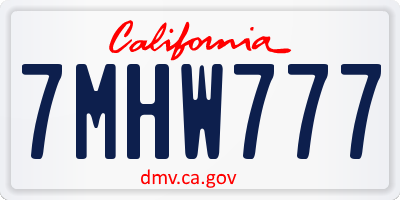 CA license plate 7MHW777